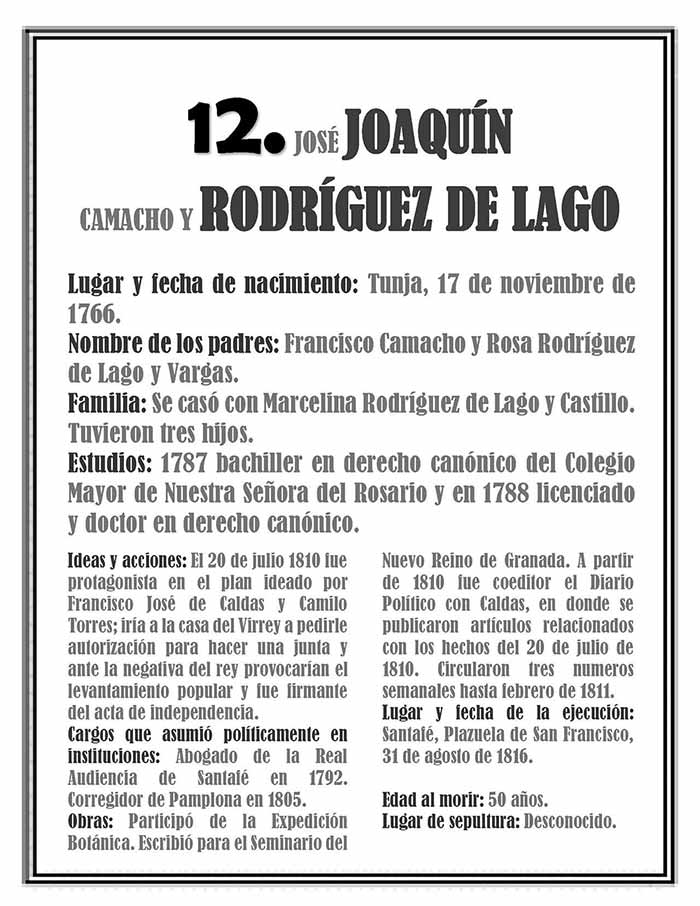 Jose Joaquin Camacho y Rodríguez de Lago estudiante del Colegio Mayor de Nuestra Señora del Rosario año 1800