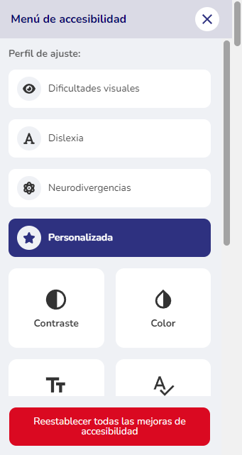 Menú accesibilidad