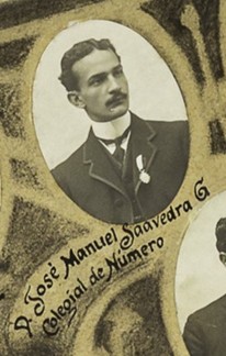 Saavedra Galindo, en el mosaico de Jurisprudencia de 1909. Archivo Histórico.