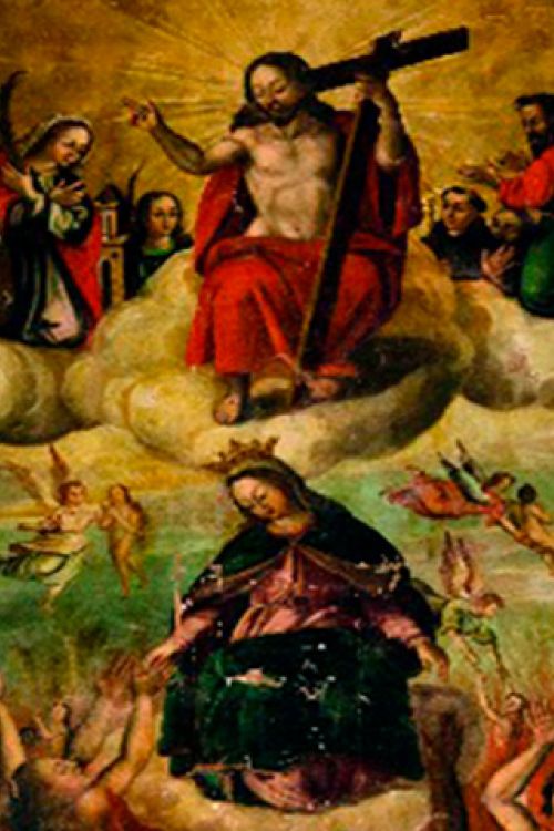 Alegoría de la salvación de las ánimas del Purgatorio. Antonio Acero de la Cruz. Siglo XVll. Museo de la Universidad del Rosario